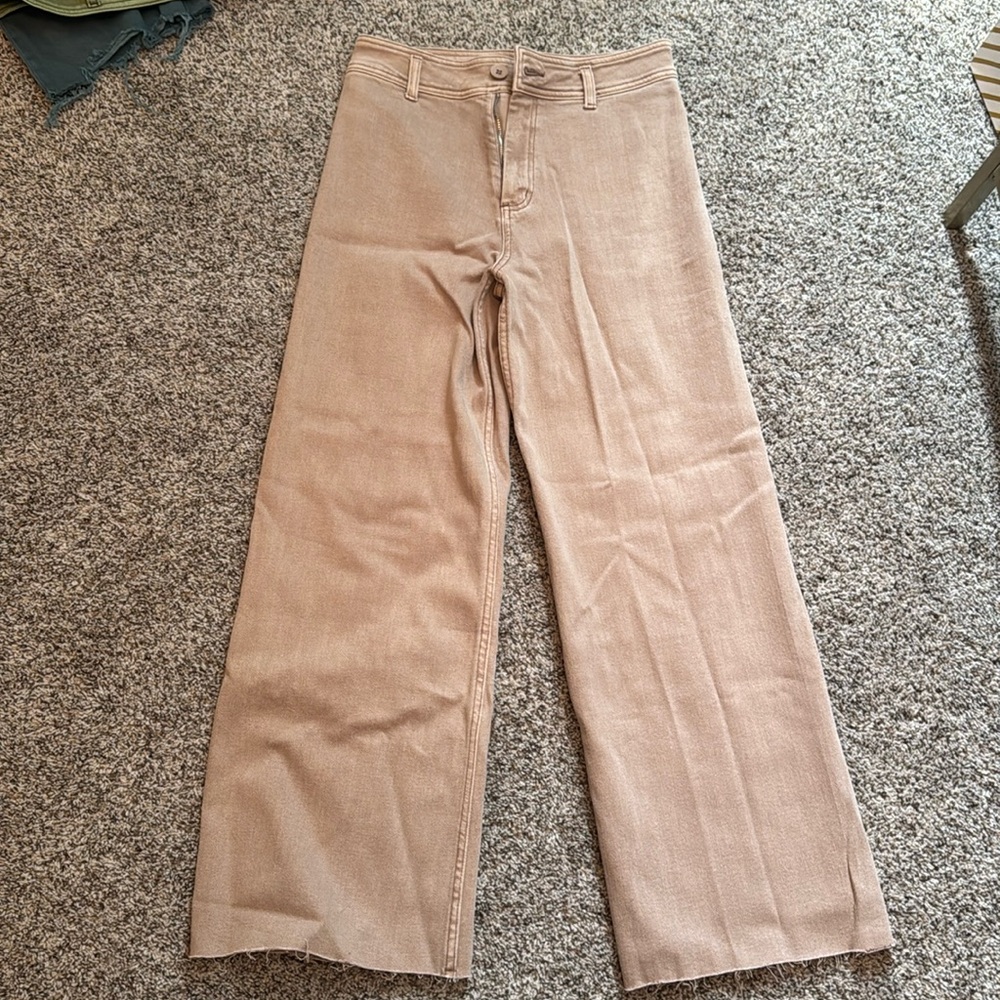 Dusty pink wide leg denim pants